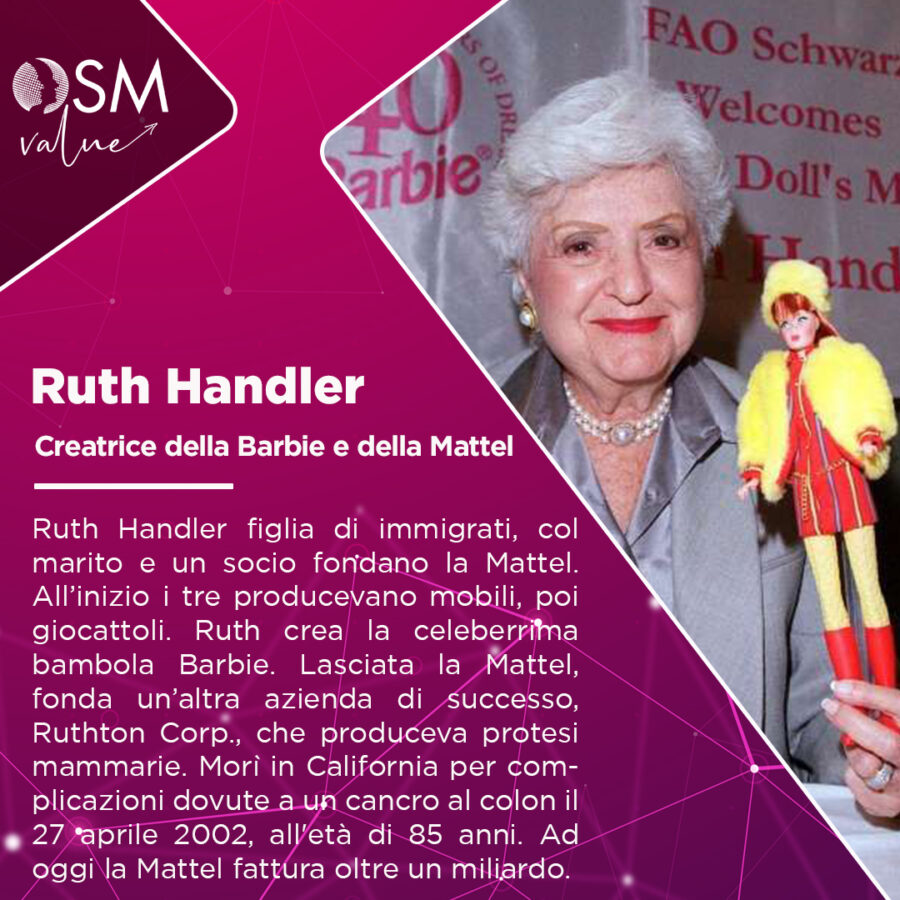 Ruth Handler l’imprenditrice che ha fondato la Mattel e creato la mitica bambola di plastica Barbie